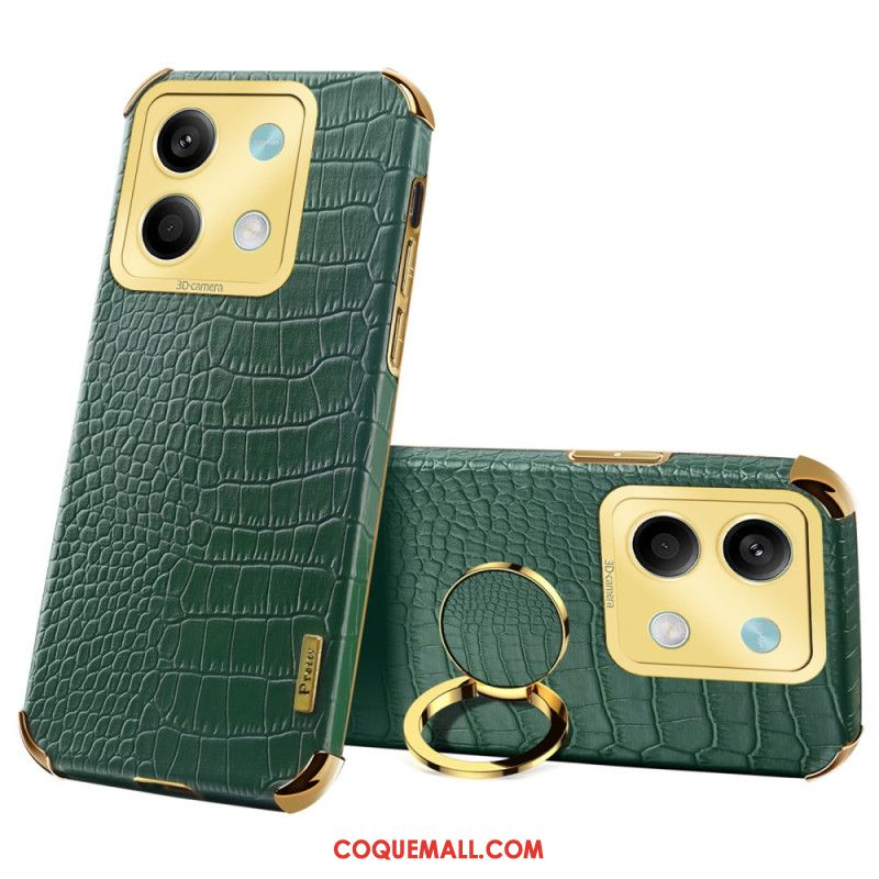 Coque Xiaomi Redmi Note 13 5G Style Crocodile avec Anneau de Support