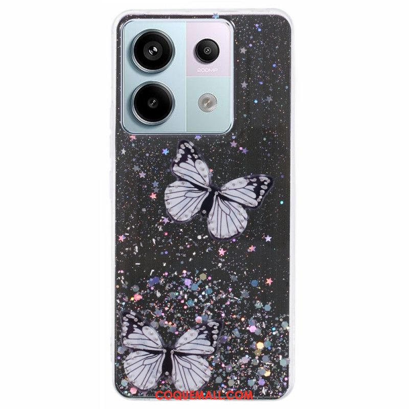 Coque Xiaomi Redmi Note 13 Pro 5G / Poco X6 5G Paillettes Papillons