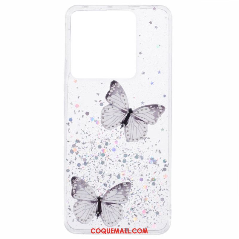 Coque Xiaomi Redmi Note 13 Pro 5G / Poco X6 5G Paillettes Papillons