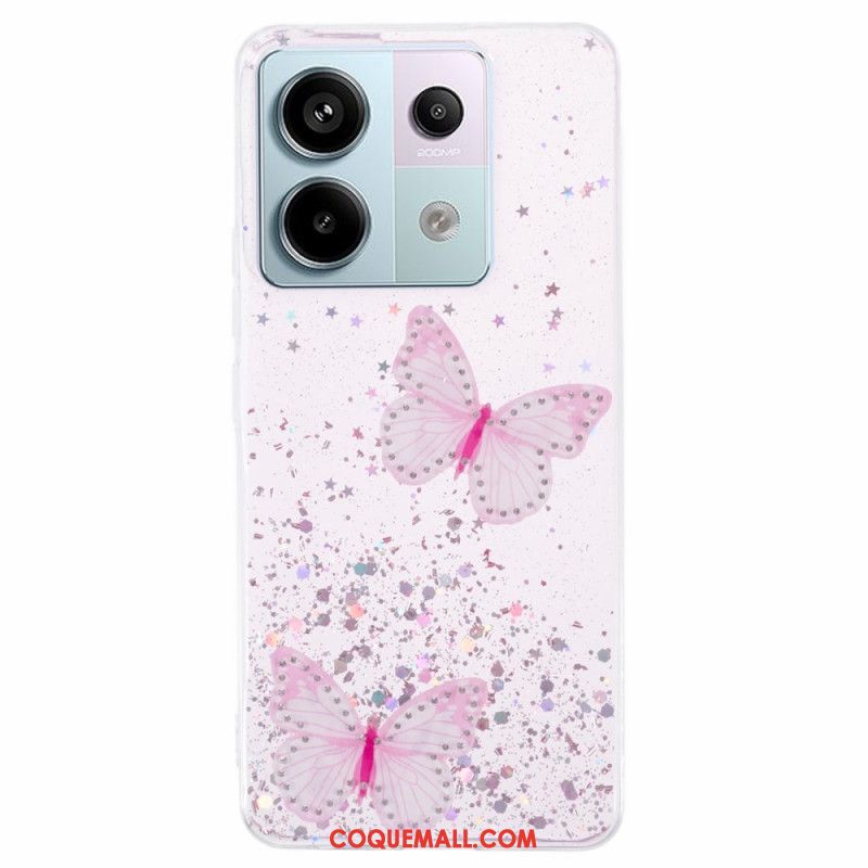 Coque Xiaomi Redmi Note 13 Pro 5G / Poco X6 5G Paillettes Papillons