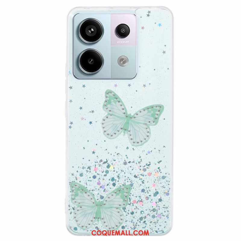 Coque Xiaomi Redmi Note 13 Pro 5G / Poco X6 5G Paillettes Papillons