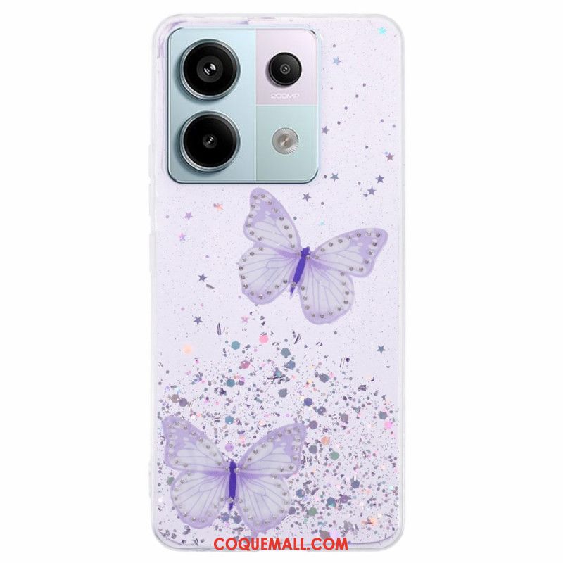 Coque Xiaomi Redmi Note 13 Pro 5G / Poco X6 5G Paillettes Papillons