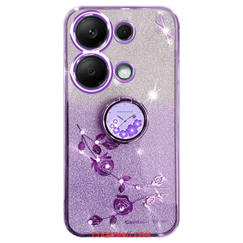 Coque Xiaomi Redmi Note 13 Pro 5G / Poco X6 5G Paillettes et Strass Anneau-Support