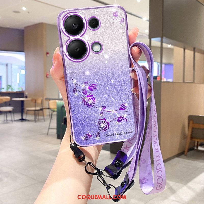 Coque Xiaomi Redmi Note 13 Pro 5G / Poco X6 5G Strass et Paillettes à Lanière KADEM