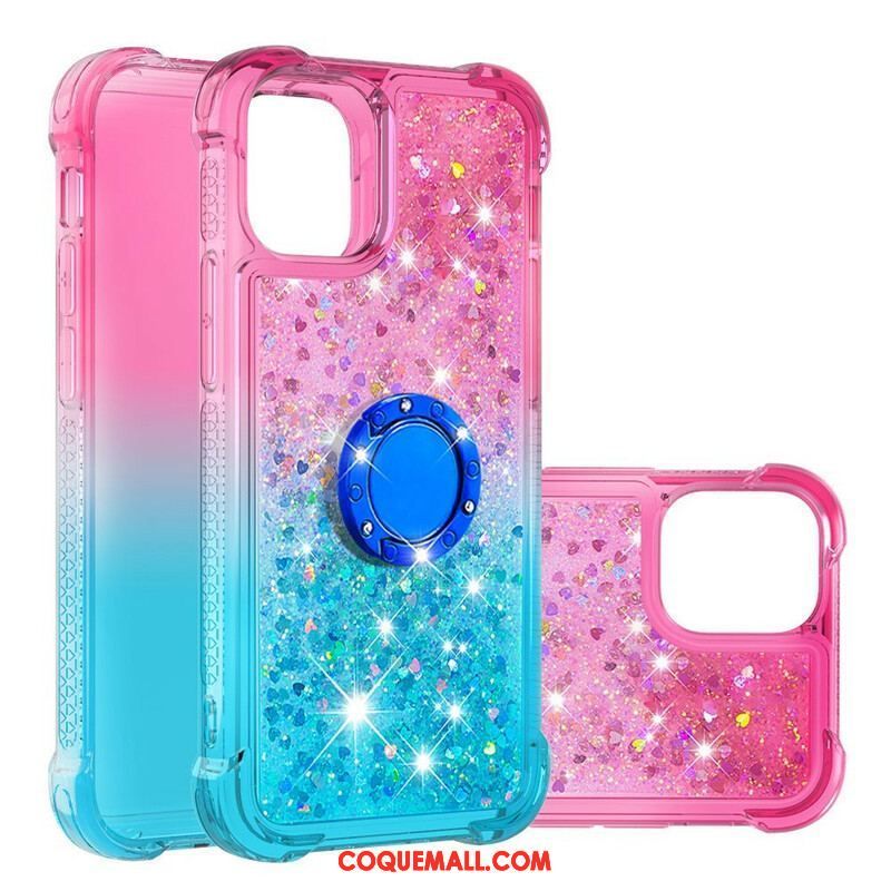 Coque iPhone 13 Mini Paillettes Anneau-Support