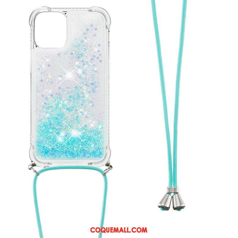 Coque iPhone 13 Mini Paillettes avec Cordon