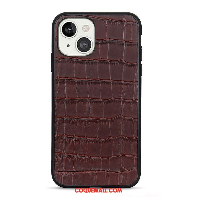 Coque iPhone 13 Mini Véritable Cuir Texture Crocodile