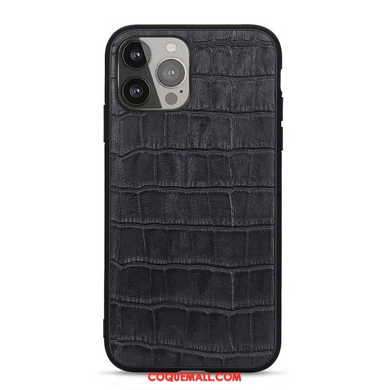 Coque iPhone 13 Pro Max Véritable Cuir Texture Crocodile