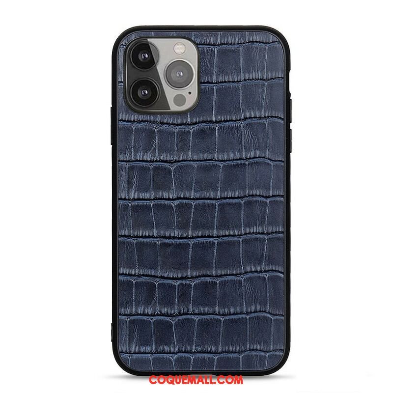 Coque iPhone 13 Pro Max Véritable Cuir Texture Crocodile