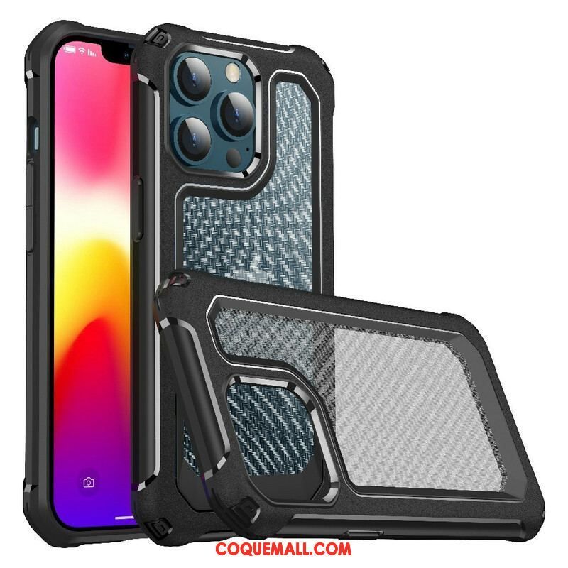 Coque iPhone 13 Pro Transparente Texture Fibre Carbone