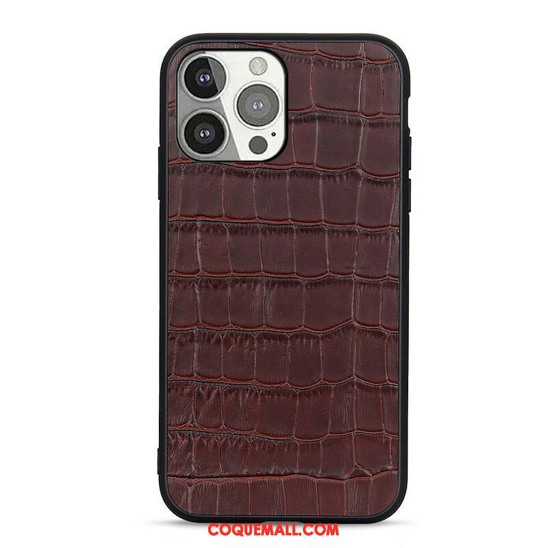 Coque iPhone 13 Pro Véritable Cuir Texture Crocodile