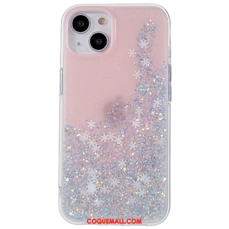 Coque iPhone 14 Paillettes Flocons