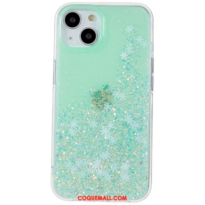 Coque iPhone 14 Paillettes Flocons