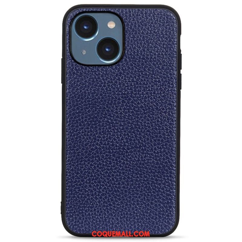 Coque iPhone 14 Plus Cuir Litchi Véritable