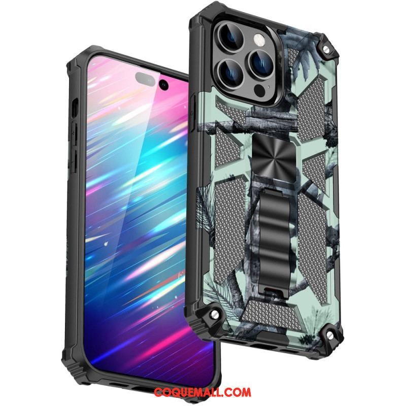 Coque iPhone 14 Pro Camouflage Support Amovible