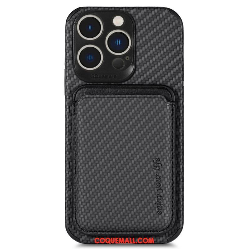 Coque iPhone 14 Pro Fibre de Carbone et Portefeuille Magnétique