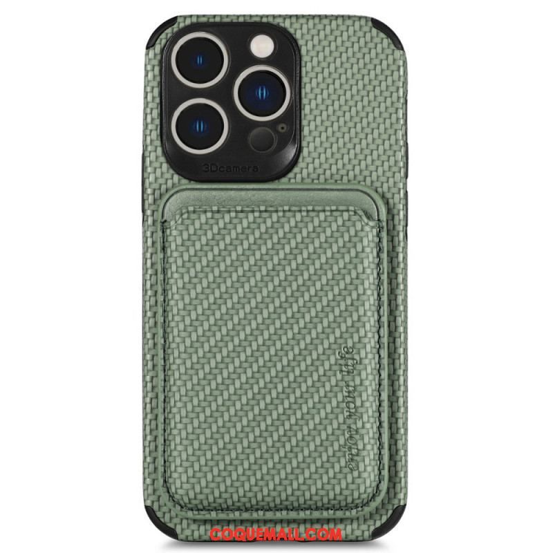 Coque iPhone 14 Pro Fibre de Carbone et Portefeuille Magnétique