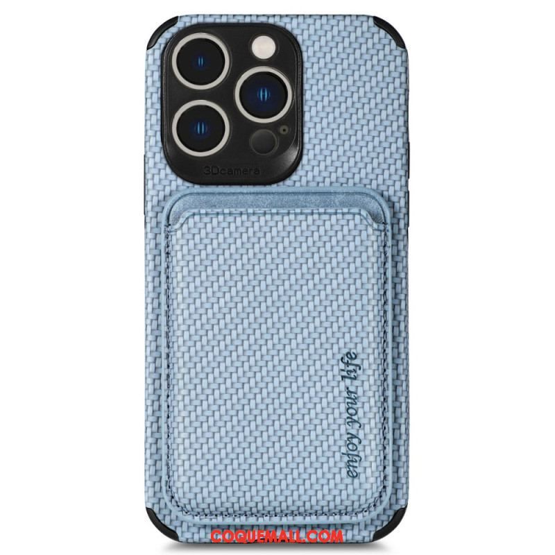 Coque iPhone 14 Pro Fibre de Carbone et Portefeuille Magnétique