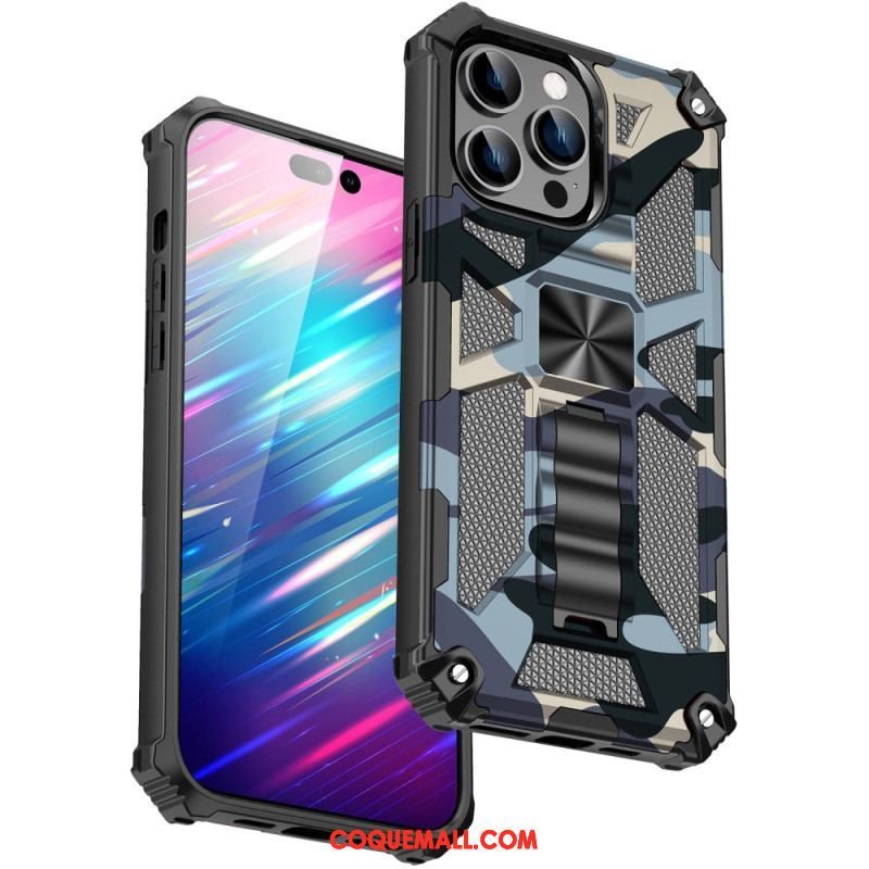 Coque iPhone 14 Pro Max Camouflage Support Amovible