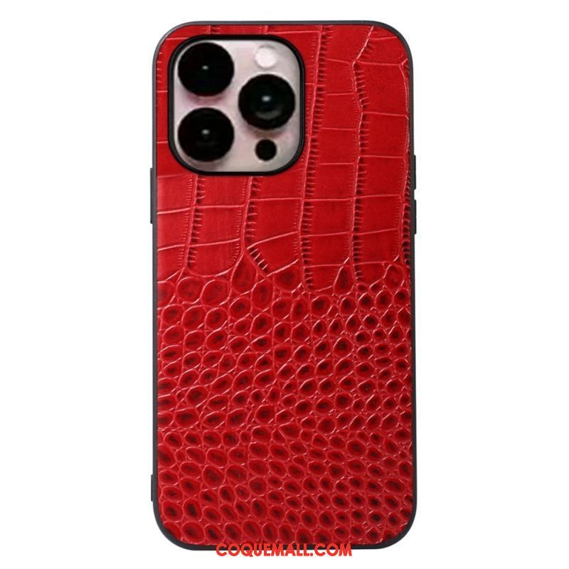 Coque iPhone 14 Pro Max Cuir Véritable Texture Crocodile