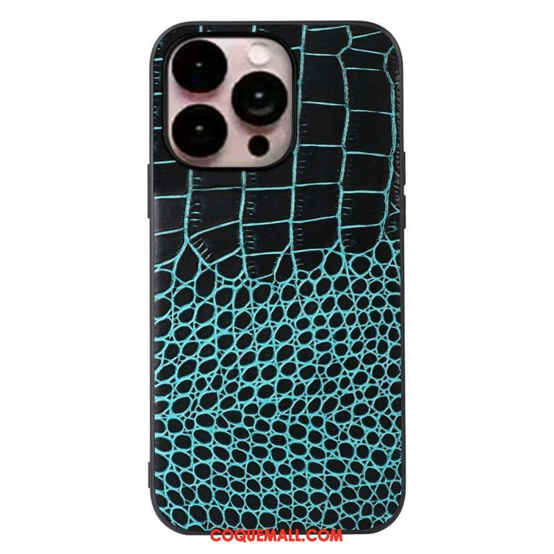 Coque iPhone 14 Pro Max Cuir Véritable Texture Crocodile