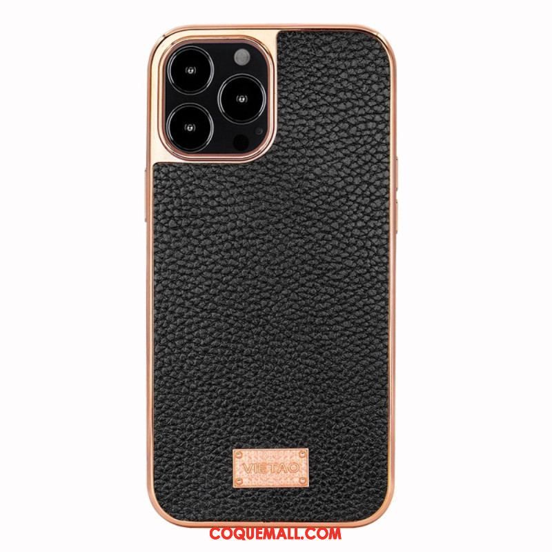 Coque iPhone 14 Pro Max Simili Cuir Litchi VIETAO