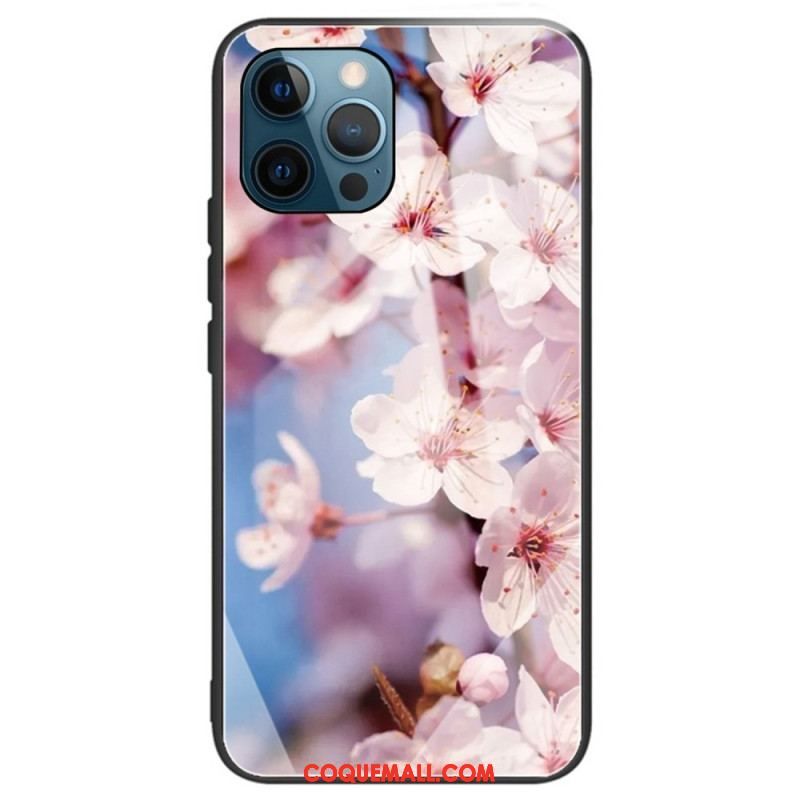 Coque iPhone 14 Pro Max Verre Trempé Fleurs