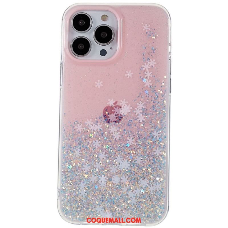 Coque iPhone 14 Pro Paillettes Flocons