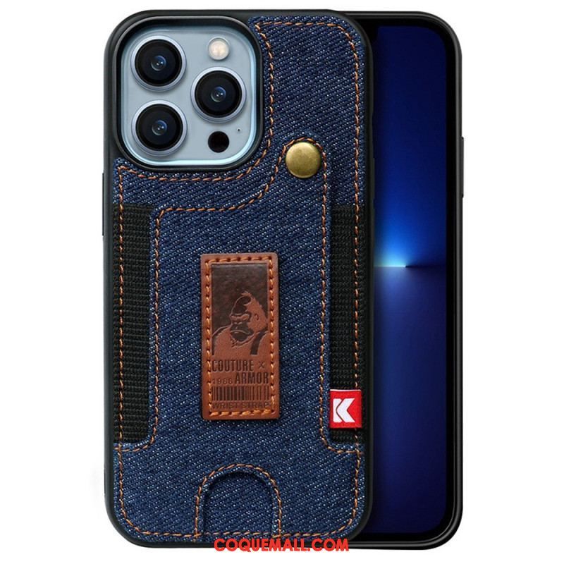 Coque iPhone 14 Pro Porte-Cartes et Sangle Jeans