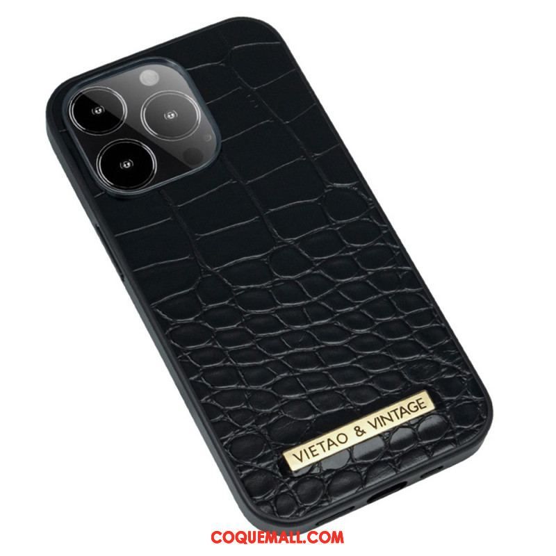 Coque iPhone 14 Pro Simili Cuir Crocodile VIETAO