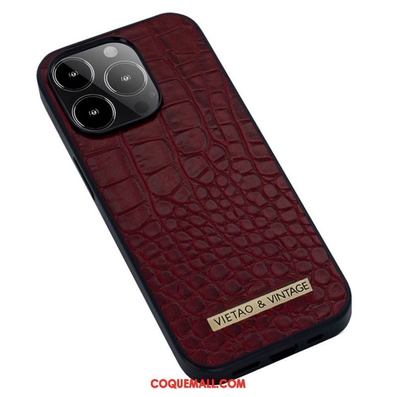 Coque iPhone 14 Pro Simili Cuir Crocodile VIETAO