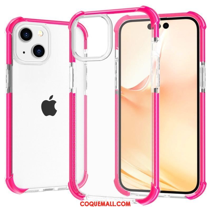 Coque iPhone 14 Transparente Rebords Colorés