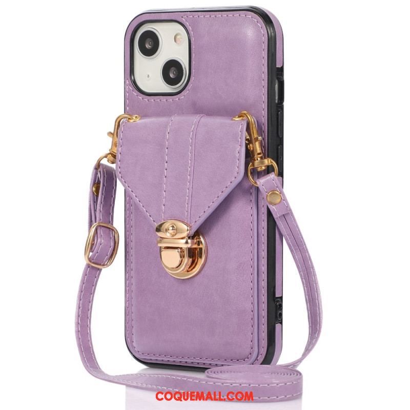 Coque iPhone 14 à Bandoulière Portefeuille