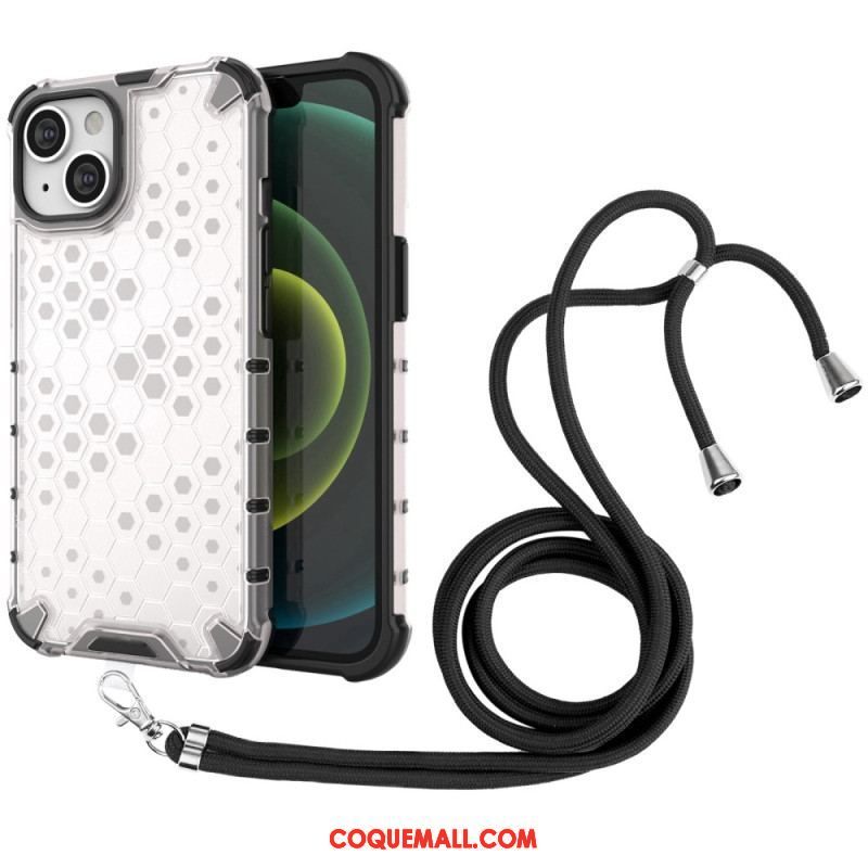 Coque iPhone 14 à Cordon Nid d'abeille