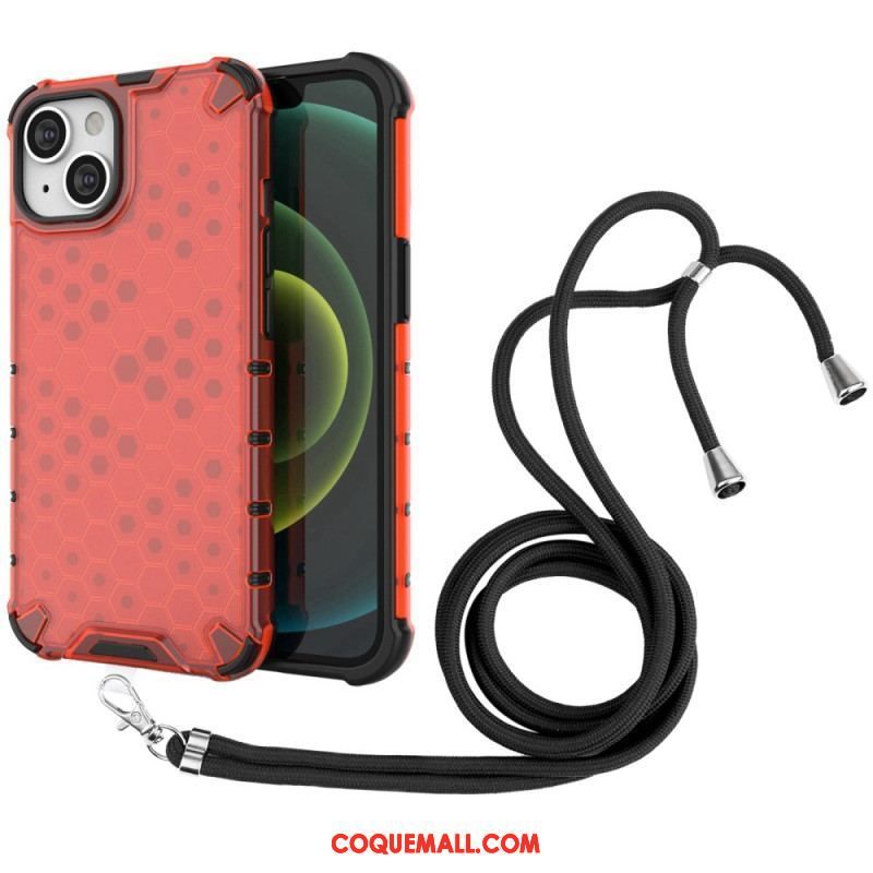 Coque iPhone 14 à Cordon Nid d'abeille