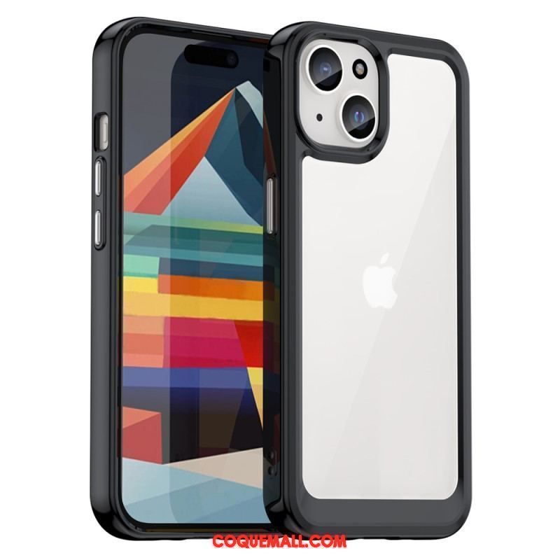 Coque iPhone 15 Plus Dos Acrylique et Rebords Silicone