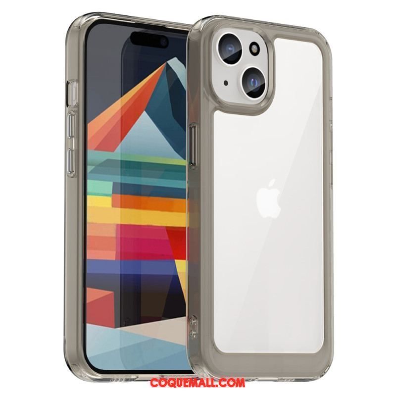 Coque iPhone 15 Plus Dos Acrylique et Rebords Silicone