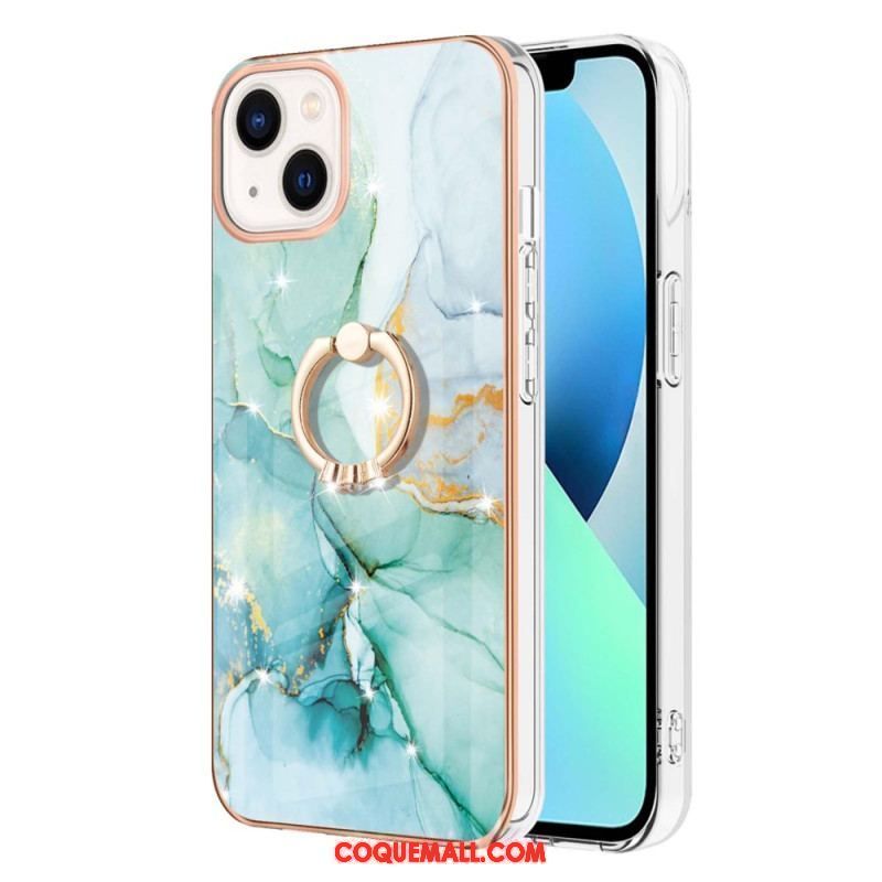 Coque iPhone 15 Plus Style Marbre avec Anneau-Support