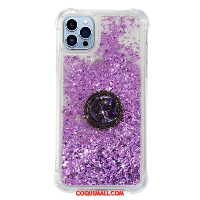 Coque iPhone 15 Pro Paillettes avec Anneau-Support