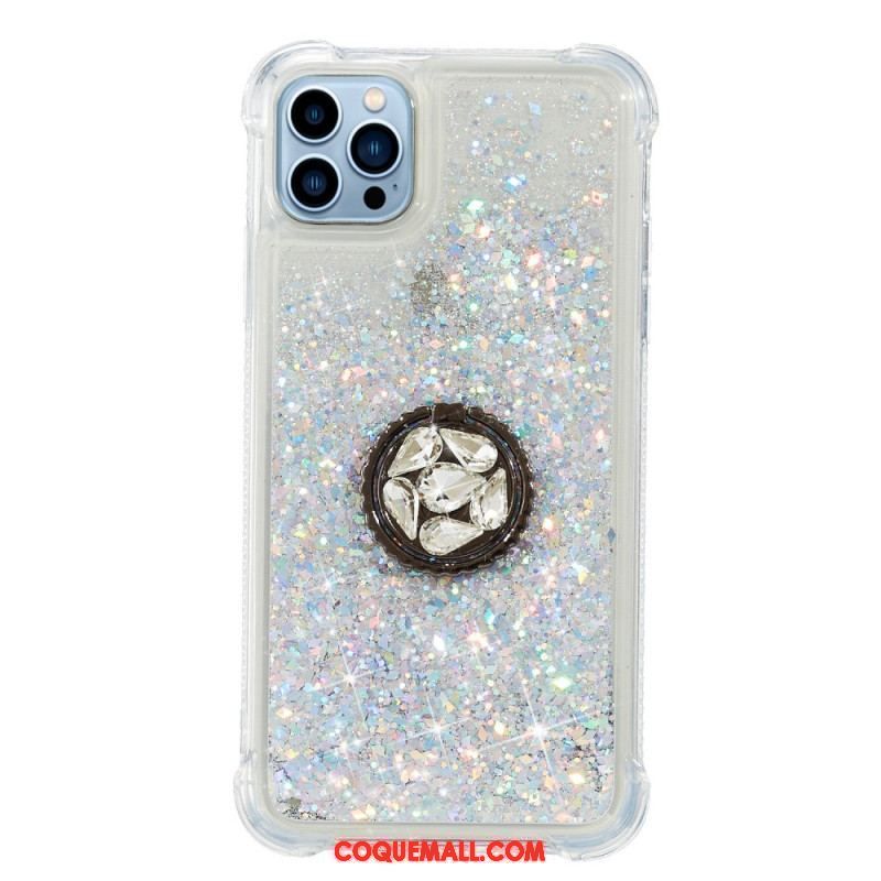 Coque iPhone 15 Pro Paillettes avec Anneau-Support