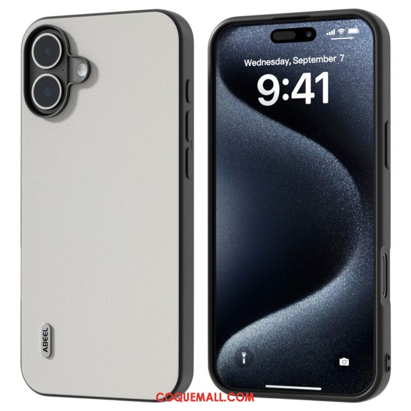 Coque iPhone 16 Cuir Véritable ABEEL