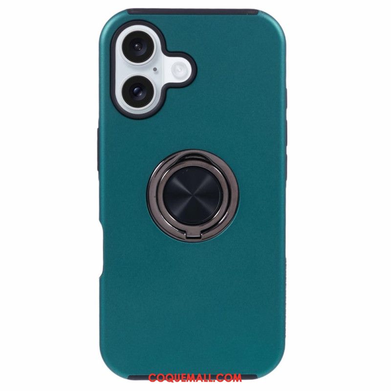 Coque iPhone 16 Plus Effet Métal Support Rotatif