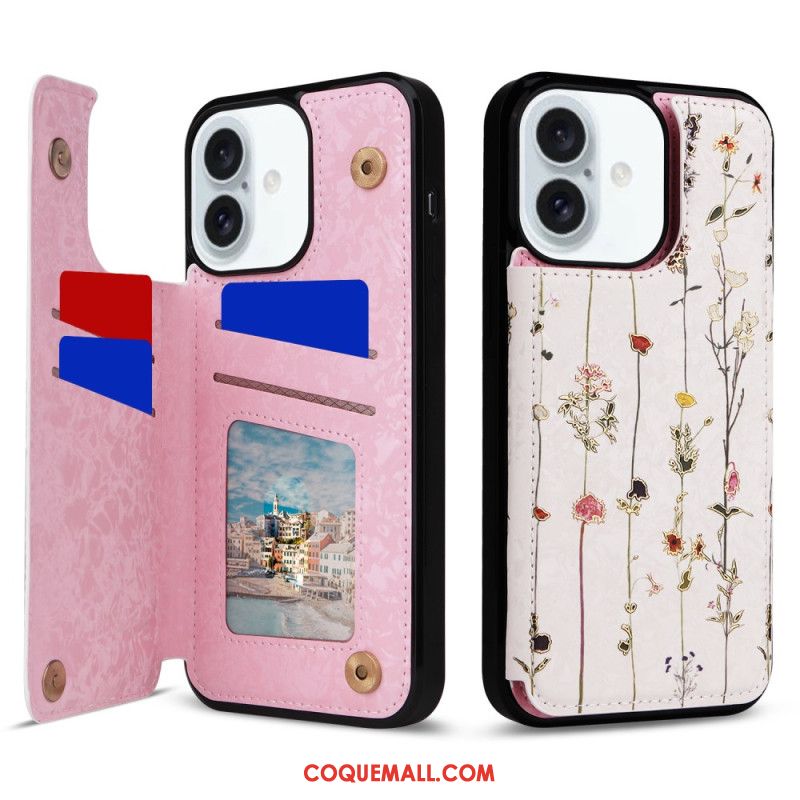 Coque iPhone 16 Plus Protection RFID Florale