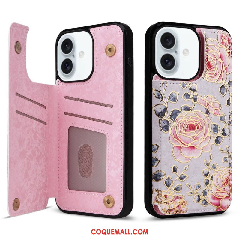 Coque iPhone 16 Plus Protection RFID Florale