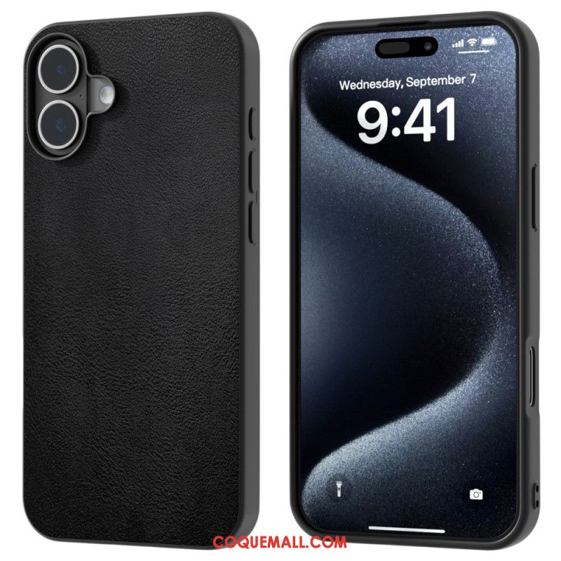 Coque iPhone 16 Plus Simili Cuir Anti-Chute