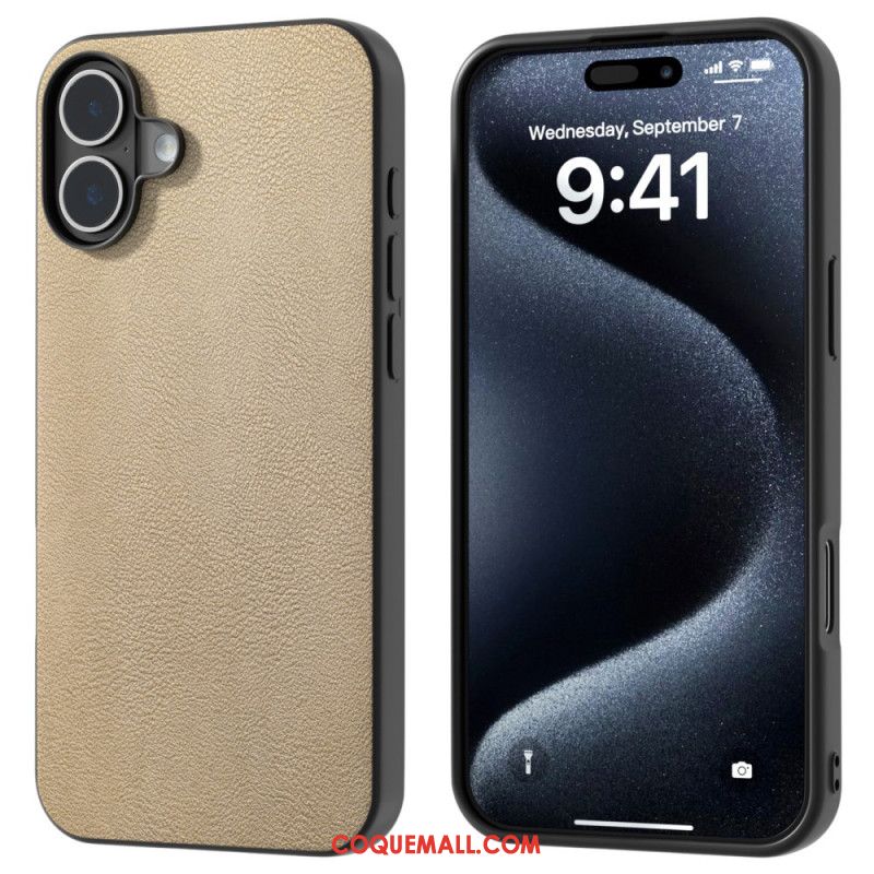 Coque iPhone 16 Plus Simili Cuir Anti-Chute