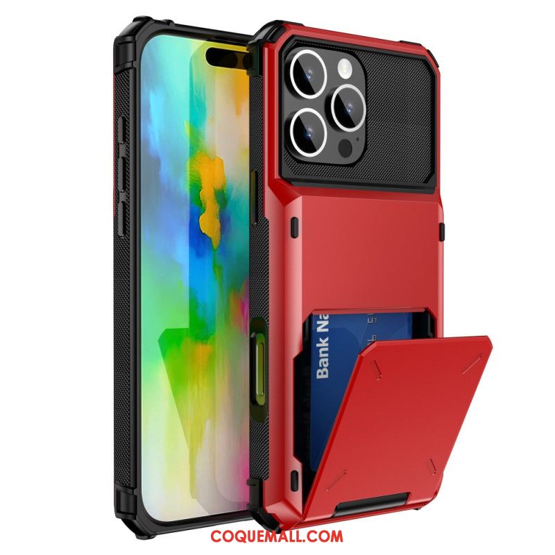 Coque iPhone 16 Pro Effet Métal Porte-Cartes