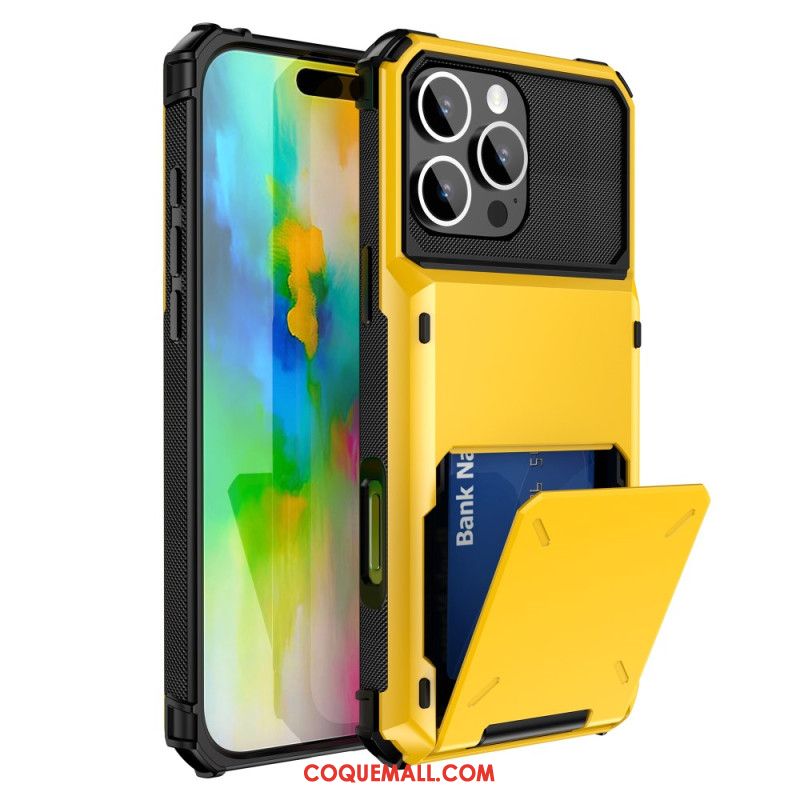 Coque iPhone 16 Pro Effet Métal Porte-Cartes