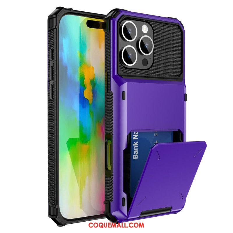 Coque iPhone 16 Pro Effet Métal Porte-Cartes