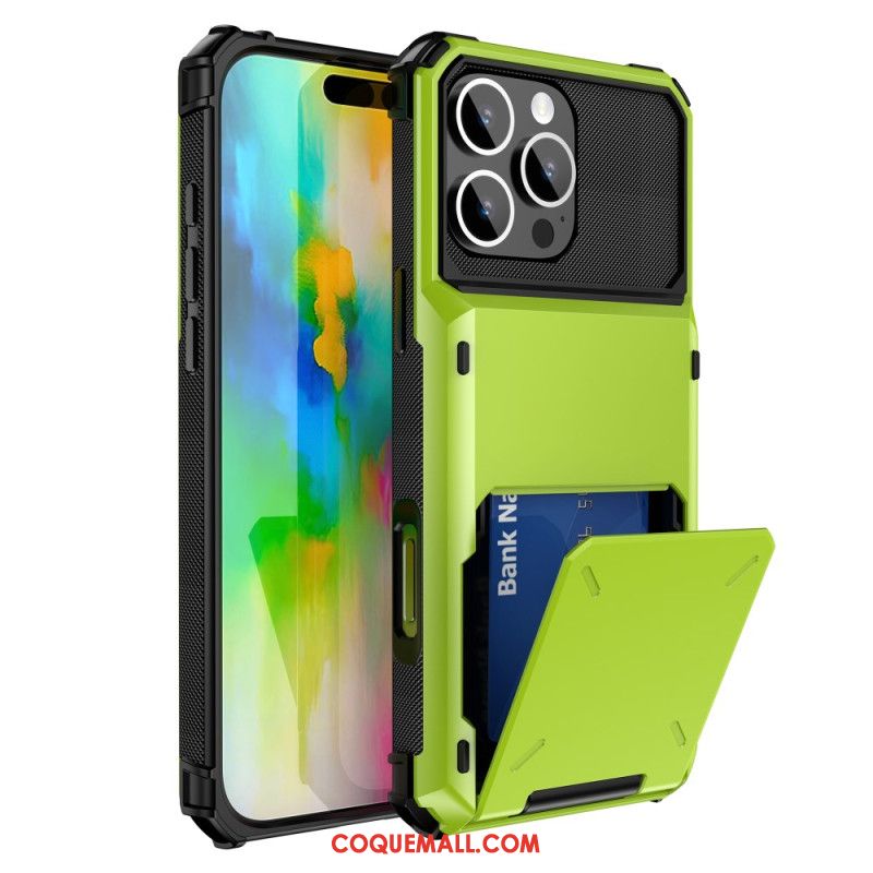 Coque iPhone 16 Pro Effet Métal Porte-Cartes